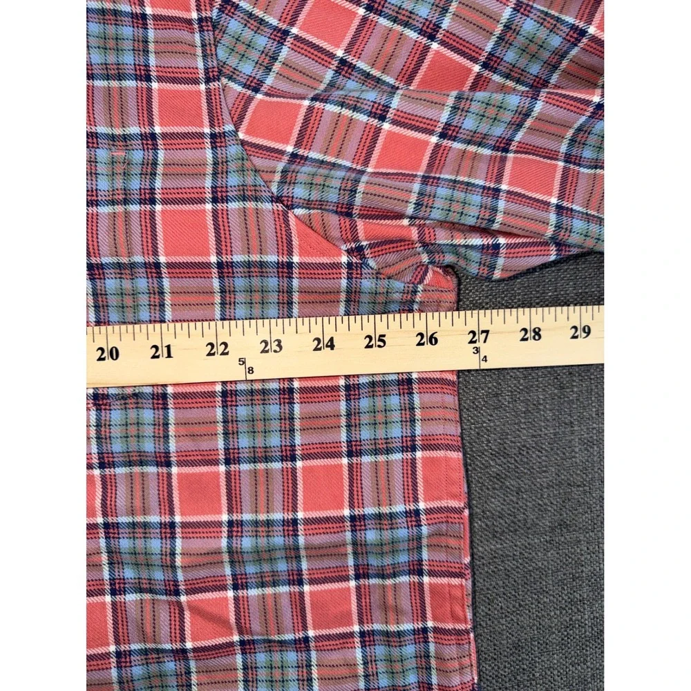 ROWM Mens 2XT Plaid Button Down Shirt Red Blue Cotton Long Sleeve Tall